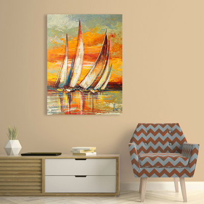 Sunset Regatta I by Luigi Florio - Wrapped Canvas Painting