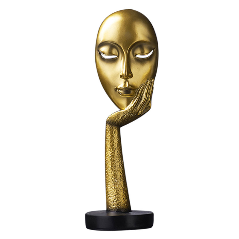 Adsett Face Sculpture, 37cm H x 11.5cm W x 11.5cm D, Gold