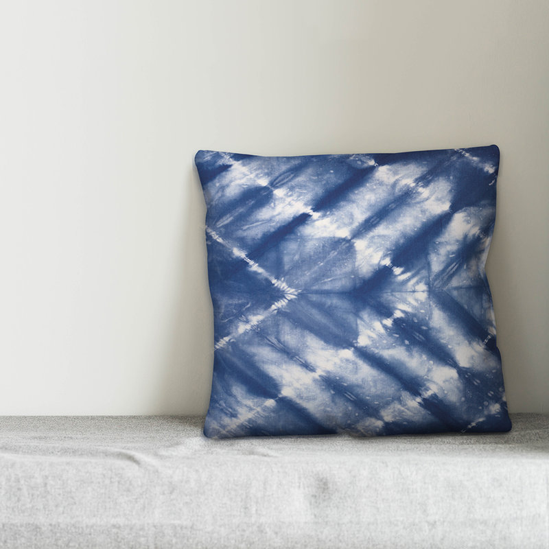  Coussin Watercolor Shibori, 16 po x 1 po, Bleu