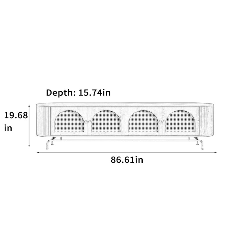 Meuble télé en osier, 86.61", Argent / brun clair