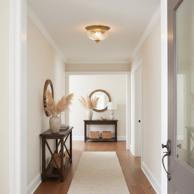 Mary 2 Light Flush Mount, Burnished Brass