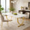 Cette table de salle à manger et de cuisine minimaliste dispose d'un plateau en faux marbre blanc, ce qui la rend idéale pour les repas quotidiens dans la salle à manger et la cuisine.