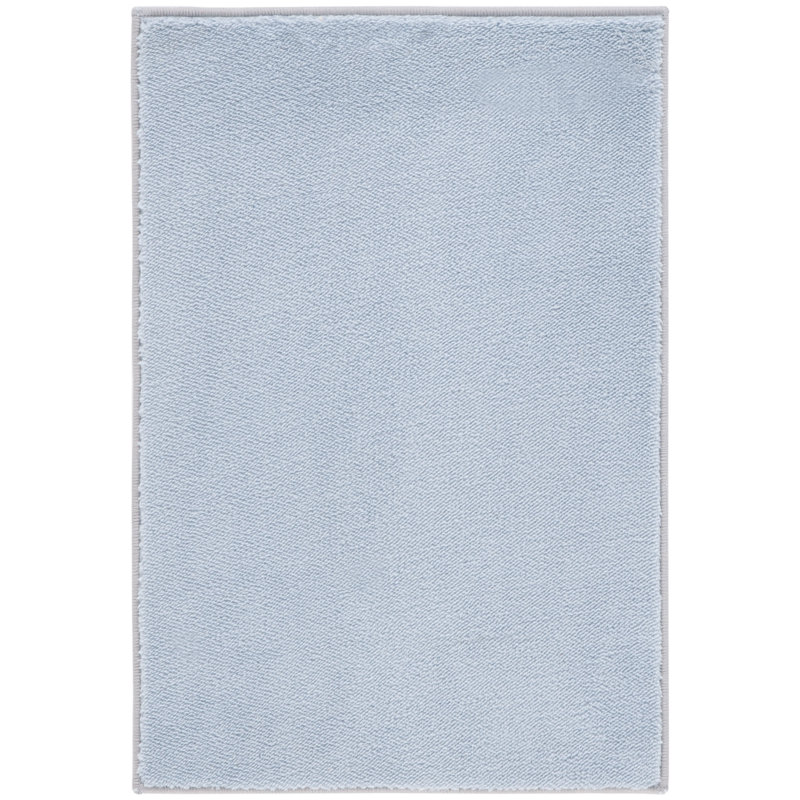 Aldo Solid Color Machine Woven Polyester Area Rug in Light Blue, Runner 2'3" x 5'