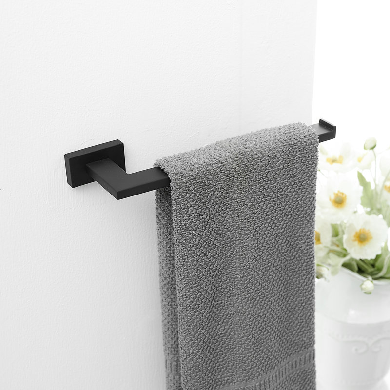5-Piece Bath Hardware Set With Double Hooks Towel Ring Toilet Paper Holder And 24 In. Towel Bar In Matte Black, Matte Black