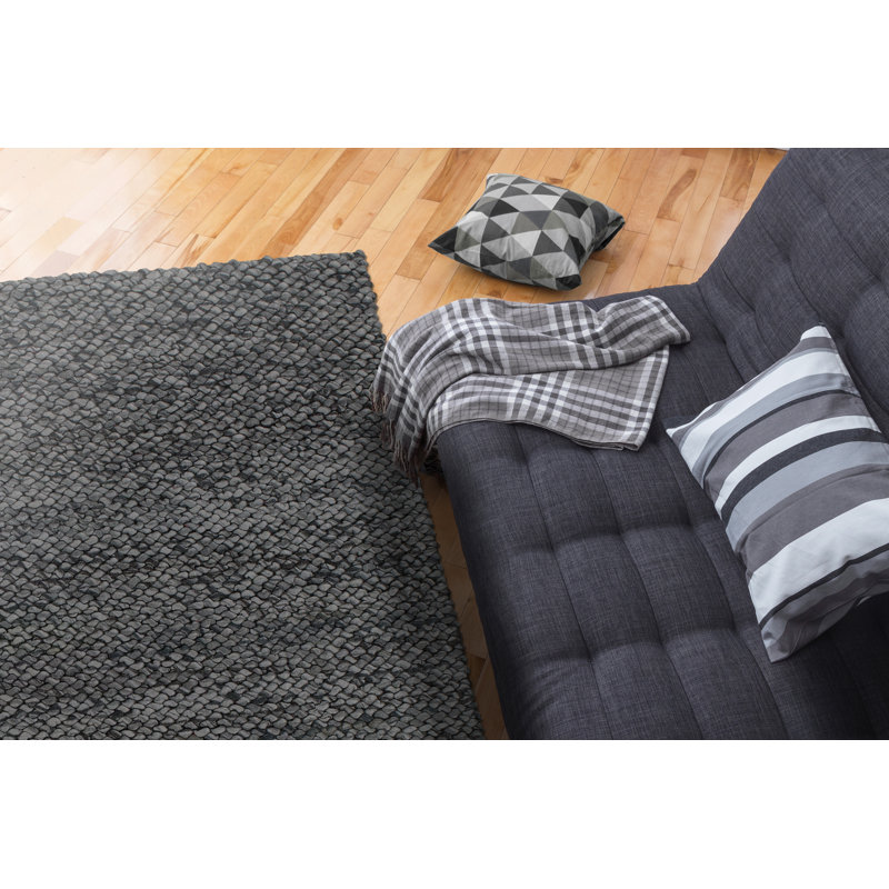 Waves Solid Colour Wool Hand Woven Area Rug, 170 x 240cm