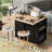 Kitchen Island With Power Outlet,Kitchen Storage Island With Drop Leaf And Rubber Wood,Open Storage And Wine Rack,5 Wheels,With Adjustable Storage For Home, Kitchen, And Dining Room-1725390326