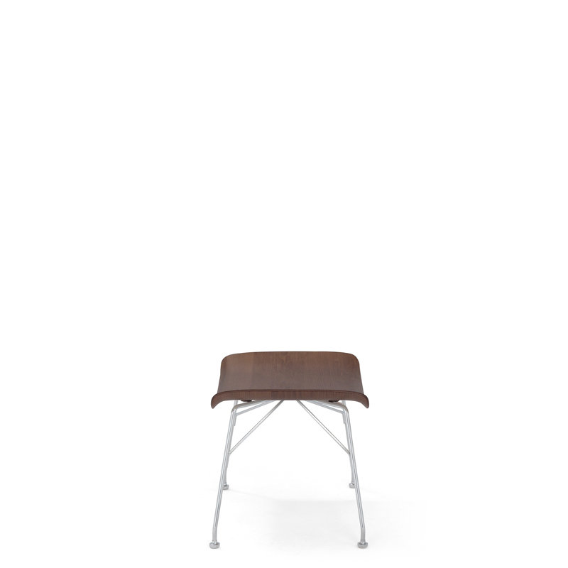 SmartWood Ottoman, Ash Dark Wood with Chrome