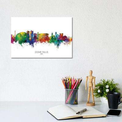 Cedar Falls Lowa Skyline City Name by Michael Tompsett - 1 Piece Wrapped Canvas Wall Art