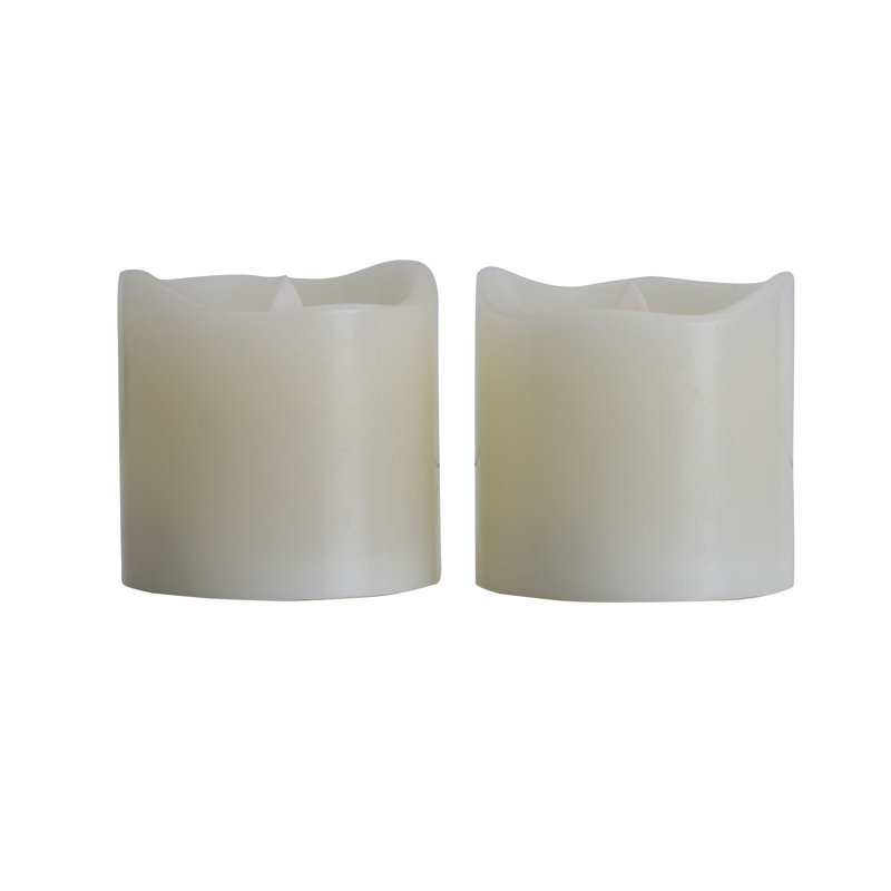 Pfaltzgraff Realistic Led Wax Pillar, Set Of 2- 3X3 Inch, 2
