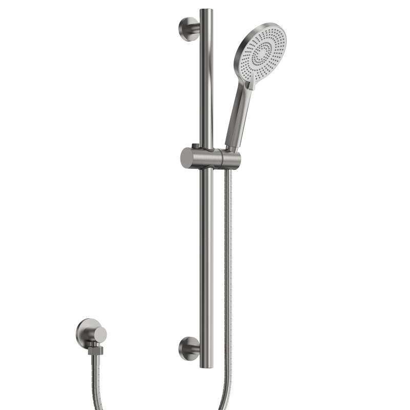 Ensemble de douche à main à 3 jets avec barre de douche coulissante de 66 cm et flexible de douche de 150 cm, Nickel brossé