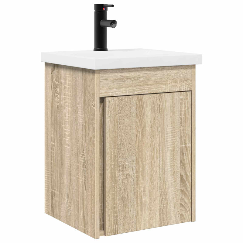 Single Bathroom Vanity with Ceramic Basin, Sonoma Oak