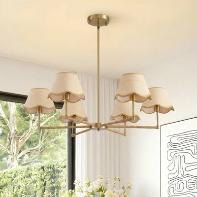 6-Light Dimmable Metal Classic/Traditional Chandelier with Linen Shades