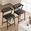 Ensemble de 26 tabourets de bar à hauteur de comptoir 26 po avec accoudoirs, siège rembourré plus large et repose-pieds, noir rétro