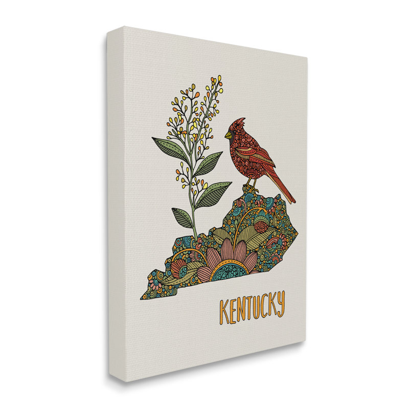 «Kentucky State Cardinal Blooming Goldenrod» par Valentina Harper - impression, Toile tendue, H 20 po x l 16 po x P 1,5 po