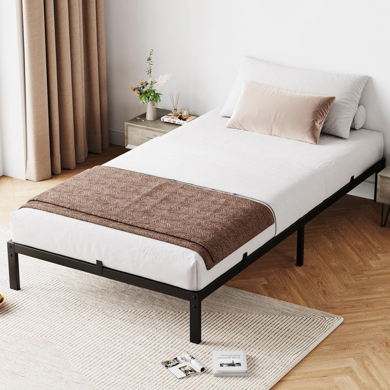 10-Inch Twin Metal Bed Frame, Heavy Duty Platform with Slats, Under-Bed Storage, Noise-Free, Twin