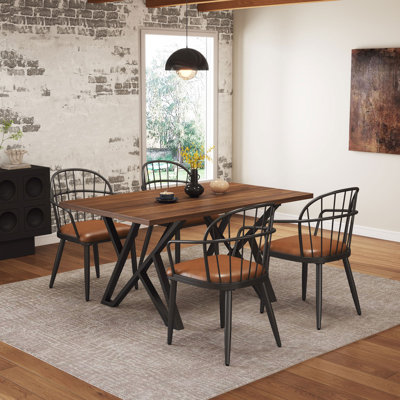 Table de salle à manger industrielle en noyer l 59,04 po x P 35,5 po