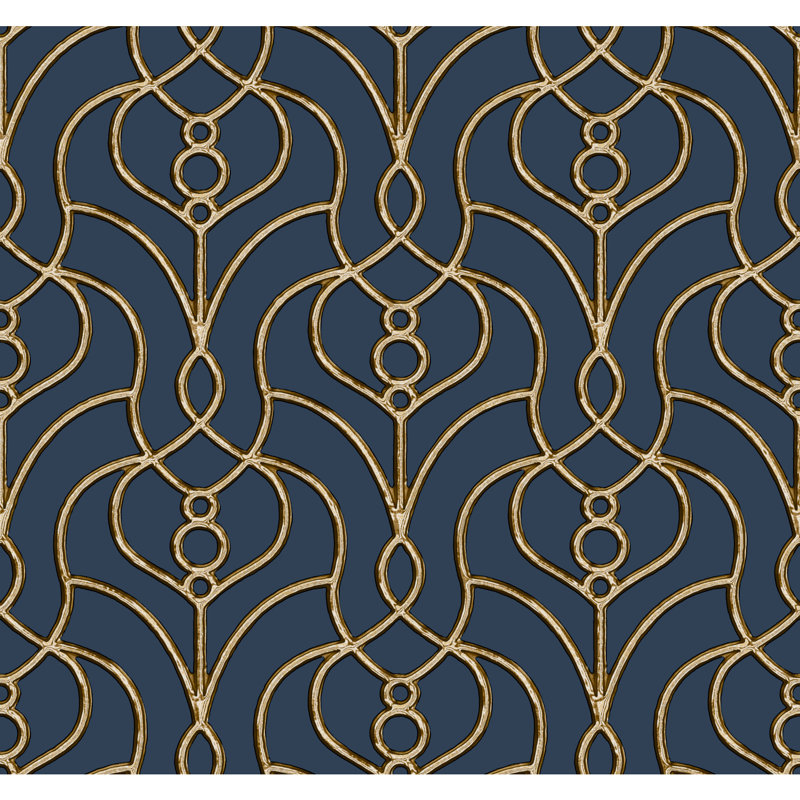 Divine Trellis Geometric Shapes Roll, Navy