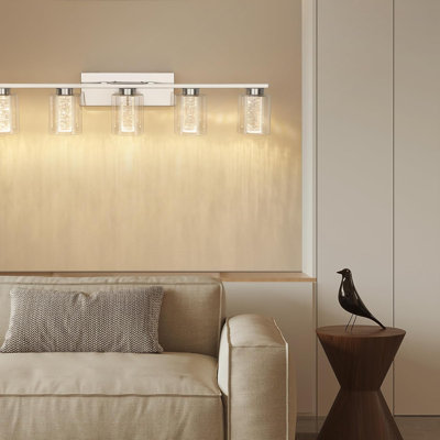 Luminaires de salle de bain en cristal pour salle de bain, appliques de salle de bain en chrome 3 températures