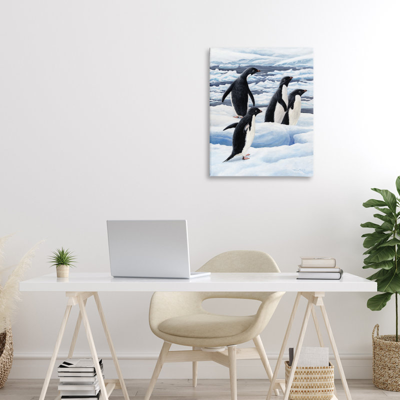 Manchots Adelie sur toile de glace, design par Jeremy Paul, H 20 po x l 16 po