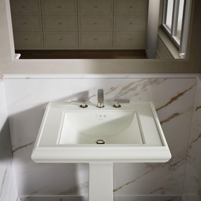 Memoirs® Rectangular Pedestal Bathroom Sink with Overflow, Dune, 8'' Centers