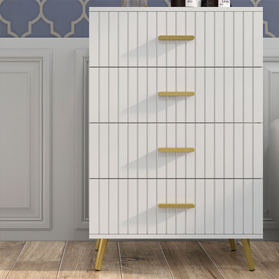 Bedroom Chest of Drawers, 4-Drawer Dresser with Aluminium Legs