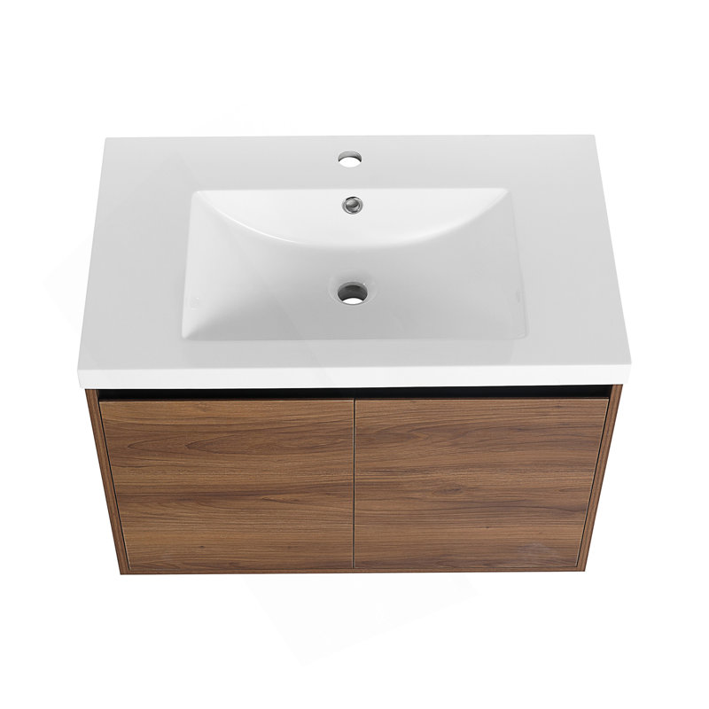 Ensemble de meuble-lavabo brun avec lavabo en résine 30 po et 2 portes
