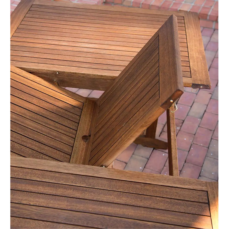 Rectangular Eucalyptus Extendable Outdoor Dining Table With Umbrella Hole , 71'' in. W 43.25'' in. D