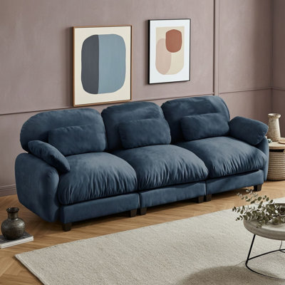 Canapé 3 places en chenille avec assise profonde et coussin lombaire