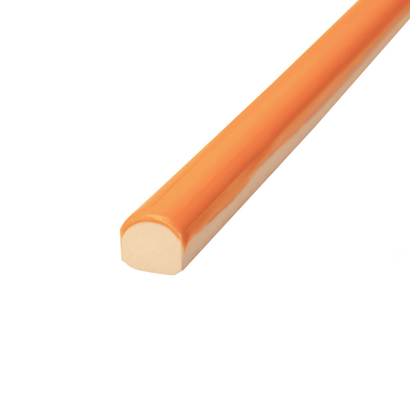 Twist 11.8" x 0.5" Glossy Ceramic Quarter Round Tile Trim in Orange