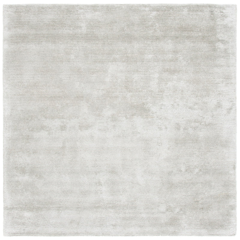 Tapis gris en viscose / laine touffeté à la main Cheevers, Carré 8 pi
