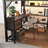 Full Size Metal Loft Bed with Desk, Storage Shelves, Wardrobe, Drawers, and LED Light for Boys and Girls-1304688547
