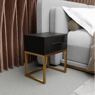 Filey 40cm W Metal Bedside Table