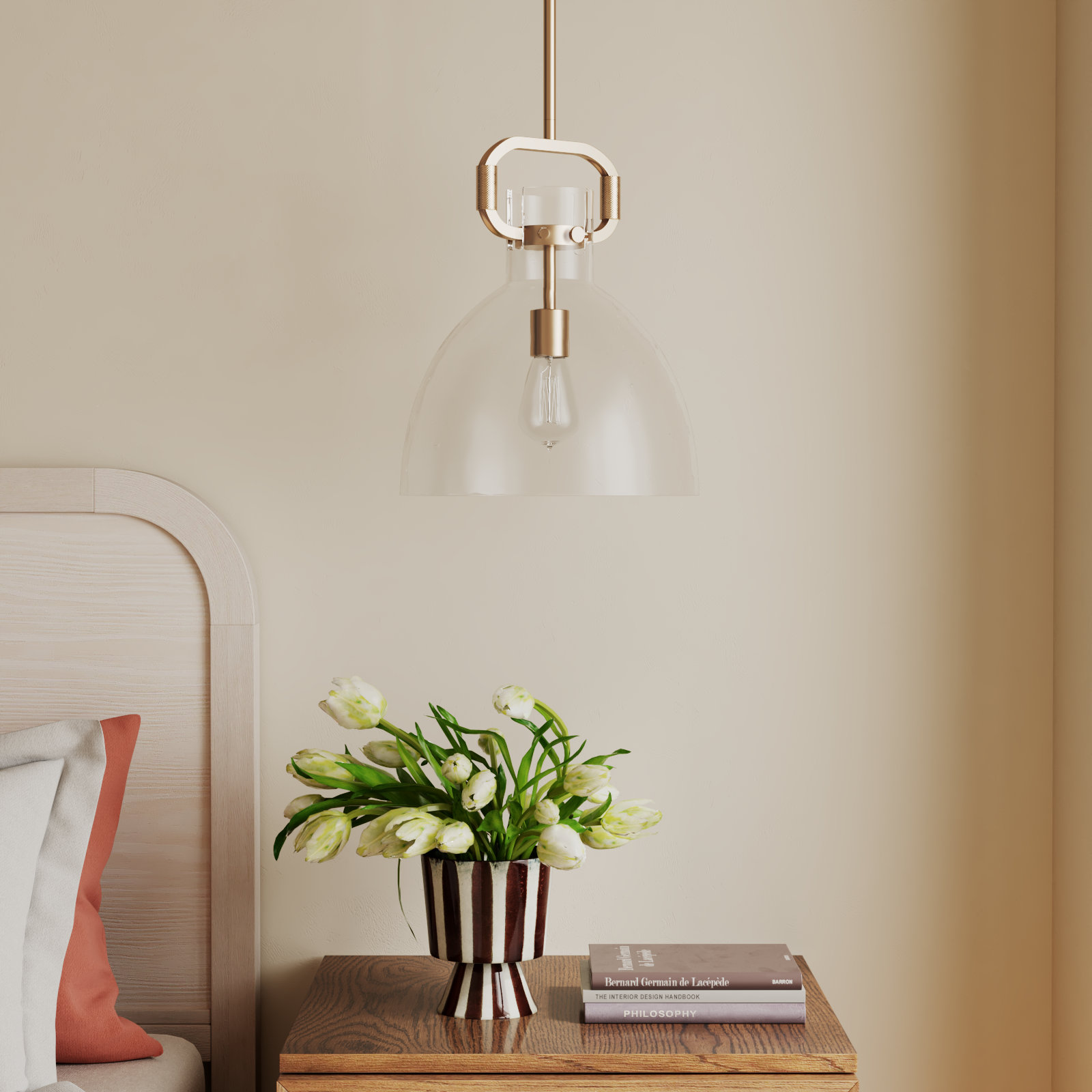 Shay Dimmable Dome Single Light Pendant, Brass