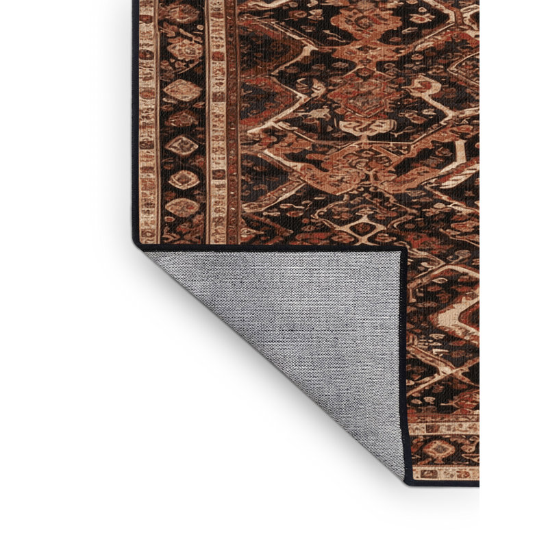 Machine Washable Turkish Brown Area Rug, Square 4'