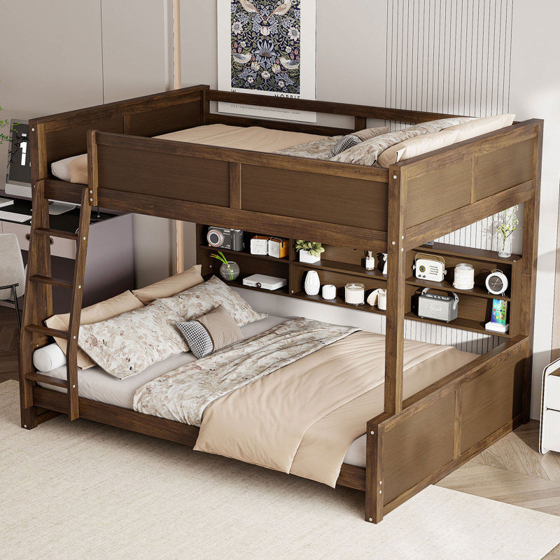 Bunk Bed with Storage Cabinets and USB Ports, Full XL, Wood