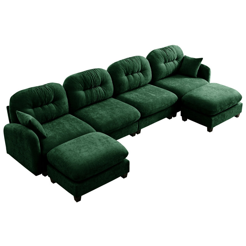 Canapé modulaire en U modulaire à 4 sections, design, éponge haute, courbe ergonomique, et un arrangement utile pour la chambre à coucher avec 4 sièges, tissu chenille, coussin, siège, une disposition flexible dans la maison