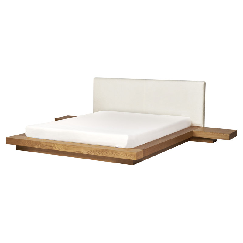 Ronish Upholstered Bed, Kingsize (5'), Light Brown/White