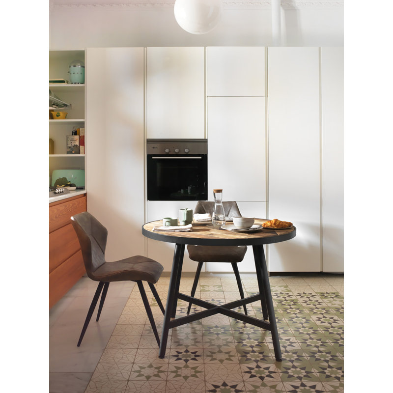 Zadie Ash Round Metal Base Dining Table