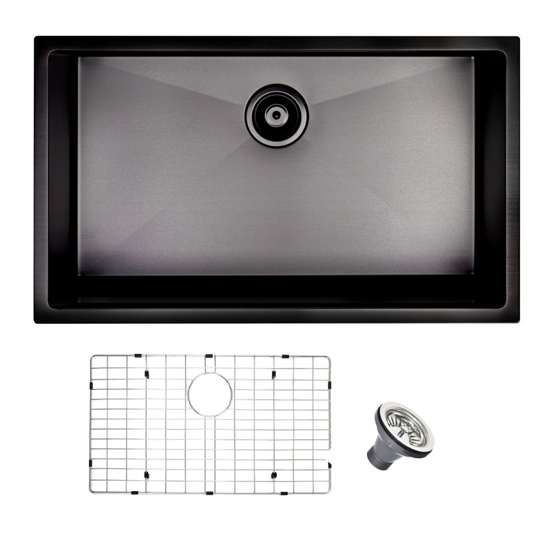 SOUEEUM 18'' W Single Bowl Stainless Steel Undermount Kitchen Sink 0