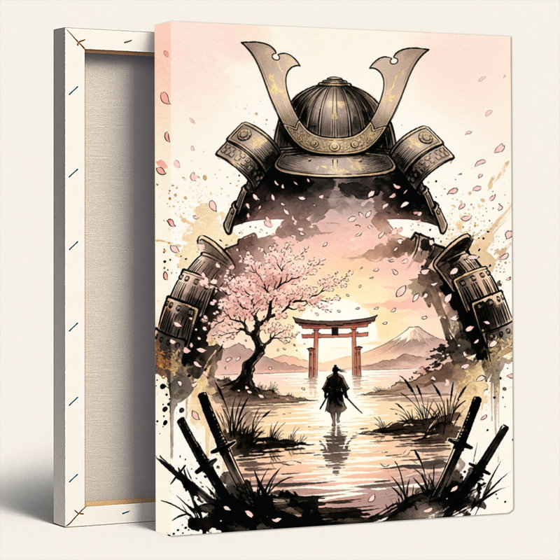 Ensemble de 1 tableau sur toile représentant un paysage de samouraï, 40"H x 28"W, Wrapped Canvas