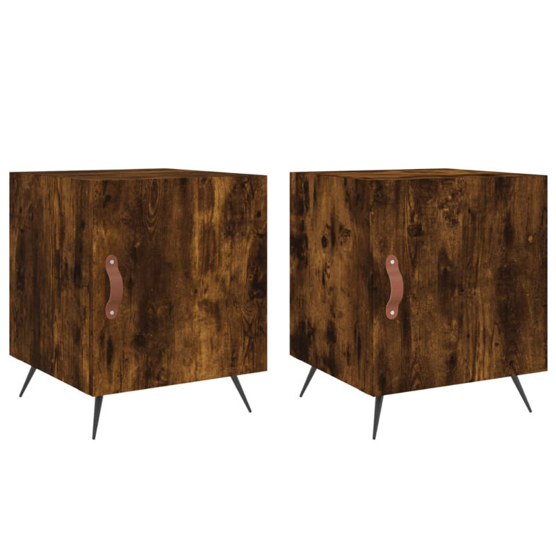 Arnardo 40cm W Manufactured Wood Bedside Table, Smoked Oak