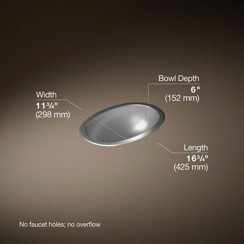 Bolero Metal Oval Dual Mount Bathroom Sink, No