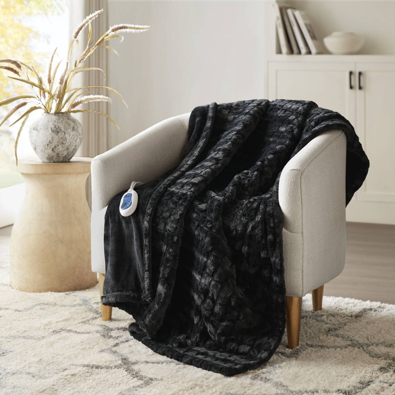 Jeté en fausse fourrure surdimensionné Beautyrest Zuri, Noir