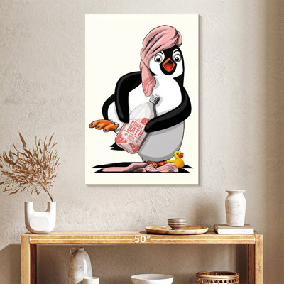 Pingouin nu dans la salle de bain