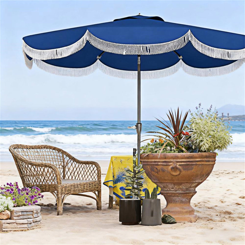 Parasol d'extérieur avec manivelle, Navy Blue