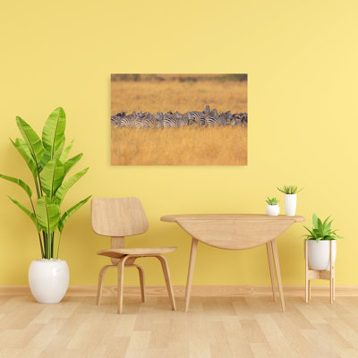 «Golden Savanna Herd», art zébré contemporain, faune