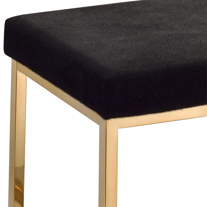 Banc en tissu noir Boice et finition champagne
