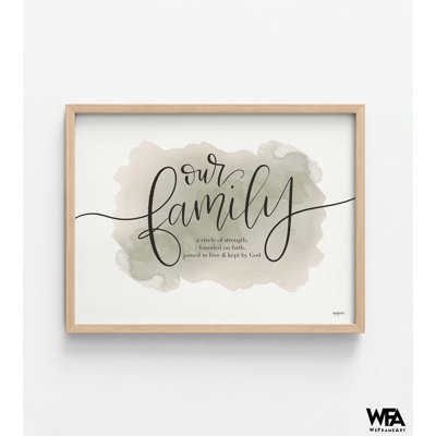 «Our Family, Deep Green Watercolor God, reproduction de l'affiche, notre famille est un cercle de force, idée de cadeau de famille