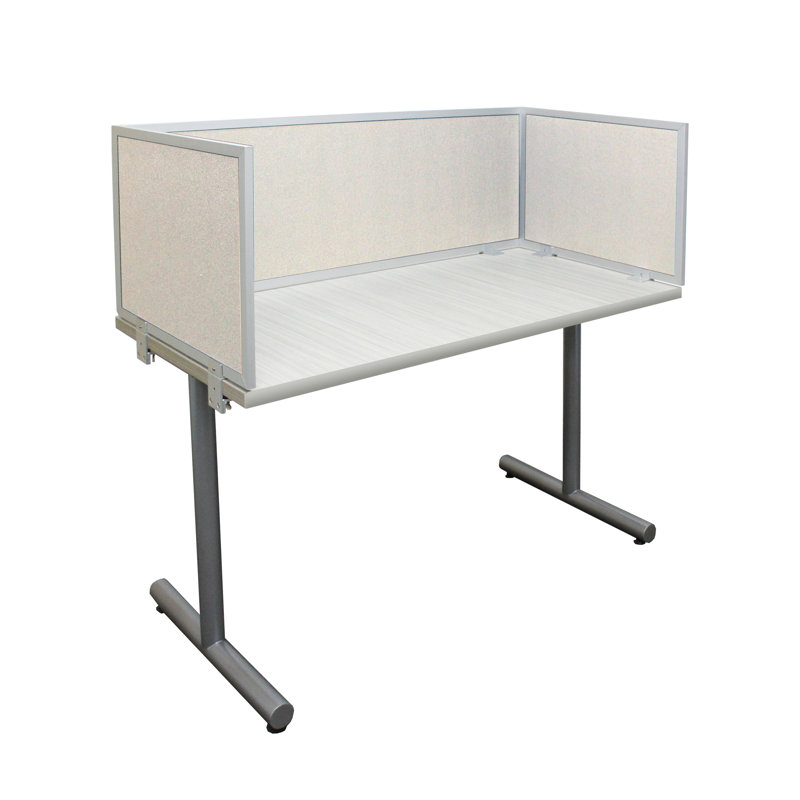 Panneau d'intimité acoustique fixé au bureau, Naturel, Aluminium, H 18 po x l 36 po x P 0,63 po