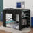 Full Size Wood Bunk Bed With Height-Adjustable Desk,Wardrobe,Ample Storage Space And RGB Light-1844446424